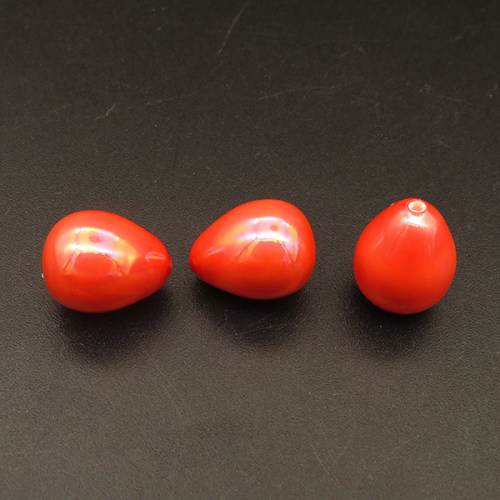 Shell Pearl Beads,Half Hole,Water Droplets,Dyed,Red,11x4mm,Hole:1mm,about 2.2g/pc,1 pc/package,XBSP00824aahm-L001