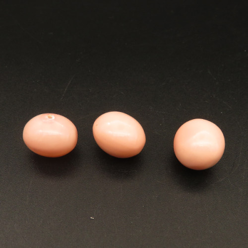 Shell Pearl Beads,Half Hole,Egg Shape,Dyed,Pink,12x15x13mm,Hole:1mm,about 2.5g/pc,1 pc/package,XBSP00837aahm-L001