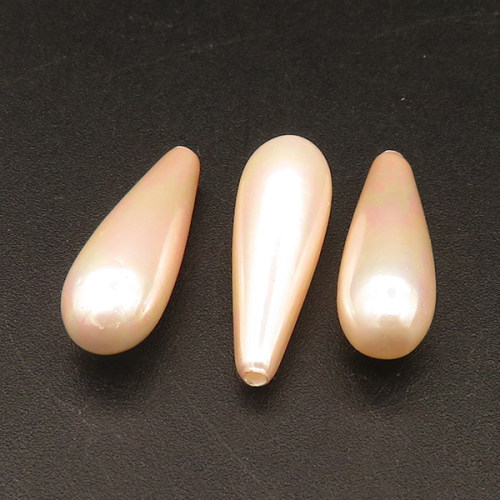 Shell Pearl Beads,Half Hole,Water Droplets,Dyed,Pink,6.5x20mm,Hole:1mm,about 1.5g/pc,1 pc/package,XBSP00858vaii-L001