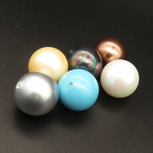 Shell Pearl Beads,Half Hole,Round,Dyed,Random color mixed,20mm,Hole:1mm,about 12.3g/pc,1 pc/package,XBSP00878aaim-L001