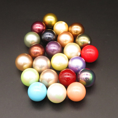 Shell Pearl Beads,Half Hole,Round,Dyed,Random color mixed,16mm,Hole:1mm,about 6.0g/pc,1 pc/package,XBSP00888aaho-L001