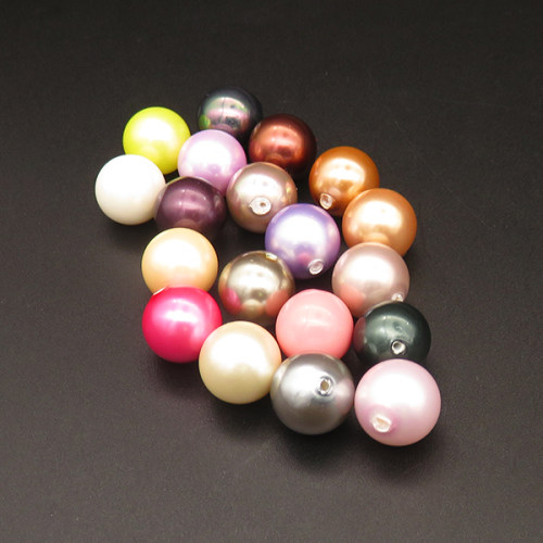 Shell Pearl Beads,Half Hole,Round,Dyed,Random color mixed,12mm,Hole:1mm,about 2.7g/pc,1 pc/package,XBSP00931aahi-L001
