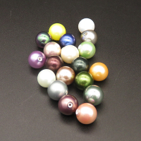 Shell Pearl Beads,Half Hole,Round,Dyed,Random color mixed,10mm,Hole:1mm,about 1.6g/pc,1 pc/package,XBSP00951aahh-L001