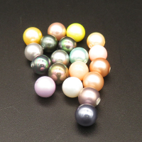 Shell Pearl Beads,Half Hole,Round,Dyed,Random color mixed,8mm,Hole:1mm,about 0.8g/pc,1 pc/package,XBSP00971vabob-L001