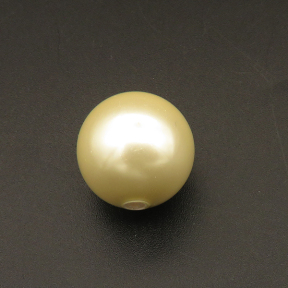 Shell Pearl Beads,Half Hole,Round,Dyed,Beige,16mm,Hole:1mm,about 6.2g/pc,1 pc/package,XBSP01029aaho-L001