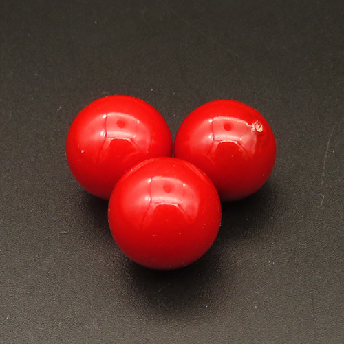 Shell Pearl Beads,Half Hole,Round,Dyed,Red,16mm,Hole:1mm,about 6.2g/pc,1 pc/package,XBSP01040aaho-L001