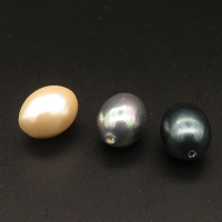 Shell Pearl Beads,Half Hole,Egg Shape,Dyed,Random color mixed,11x15mm,Hole:1mm,about 2.6g/pc,1 pc/package,XBSP01053aahm-L001