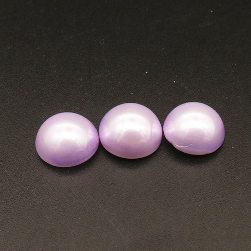 Shell Pearl Beads,Half Hole,Semicircle,Dyed,Light purple,6x10mm,Hole:1mm,about 1.0g/pc,1 pc/package,XBSP01086aahl-L001