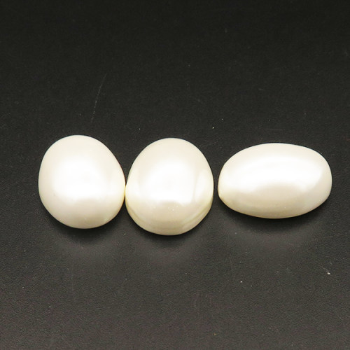 Shell Pearl Beads,Half Hole,Half Oval,Dyed,White,14x19x9mm,Hole:1mm,about 3.5g/pc,1 pc/package,XBSP01090aaho-L001