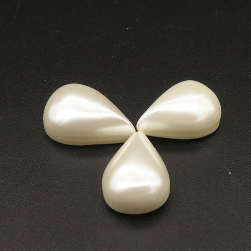 Shell Pearl Beads,Half Hole,Water Droplets,Dyed,White,10x15x7mm,Hole:1mm,about 1.5g/pc,1 pc/package,XBSP01092aaho-L001