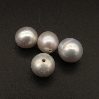 Natural Freshwater Pearl Beads,Half Hole,Round,Silver white,7x7.5~8x8mm,Hole:0.8mm,about 0.7g/pc,1 pc/package,XBSP01122aaha-L001