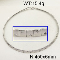304 Stainless Steel Necklace,Textured Collar & Omega Chain,True Color,6x450mm,about 15.4g/package,1 pc/package,6N2001336aakl-452