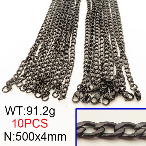 304 Stainless Steel Necklace,Cuban Chains,Twisted Curb Chains,Vacuum Plating Back,4x500mm,about 91.2g/package,10 pcs/package,6N2001592ajlv-641