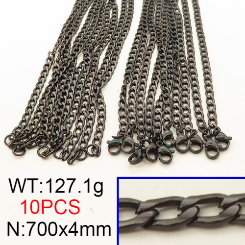 304 Stainless Steel Necklace,Cuban Chains,Twisted Curb Chains,Vacuum Plating Back,4x700mm,about 127.1g/package,10 pcs/package,6N2001593vkla-641