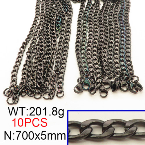 304 Stainless Steel Necklace,Cuban Chains,Twisted Curb Chains,Vacuum Plating Back,5x700mm,about 201.8g/package,10 pcs/package,6N2001601bolb-641