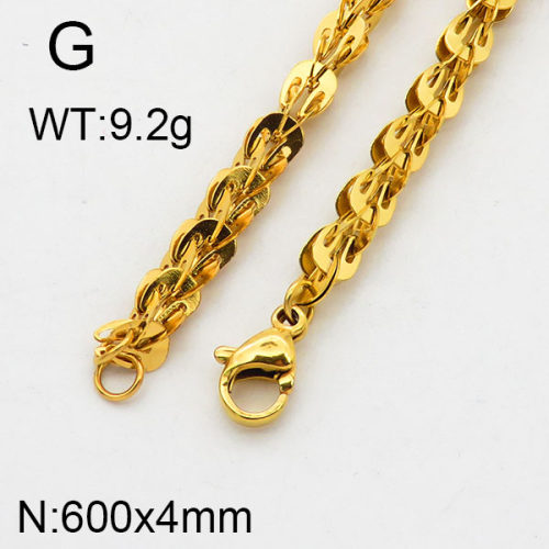 304 Stainless Steel Necklace,Link Chains,Vacuum Plating Gold,4x600mm,about 9.2g/package,1 pc/package,6N2001753aakl-312