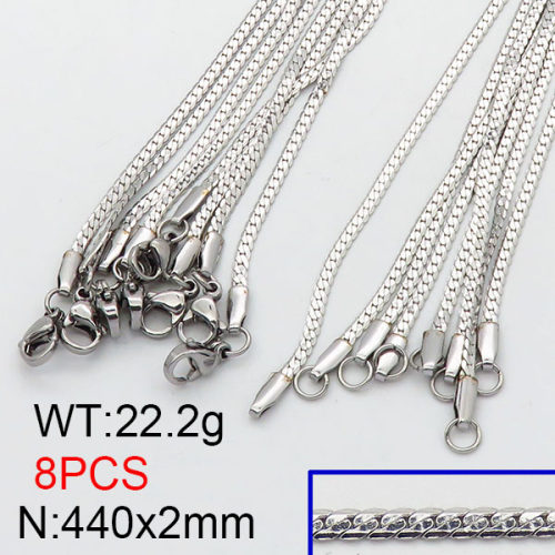 304 Stainless Steel Necklace Making,Cuban Link Chains,Chunky Curb Chains,Unwelded,True Color,2x440mm,about 22.2g/package,8 pcs/package,6N2001754aivb-312