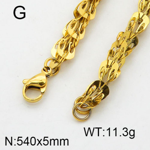 304 Stainless Steel Necklace,Link Chains,Vacuum Plating Gold,5x540mm,about 11.3g/package,1 pc/package,6N2001756aakl-312