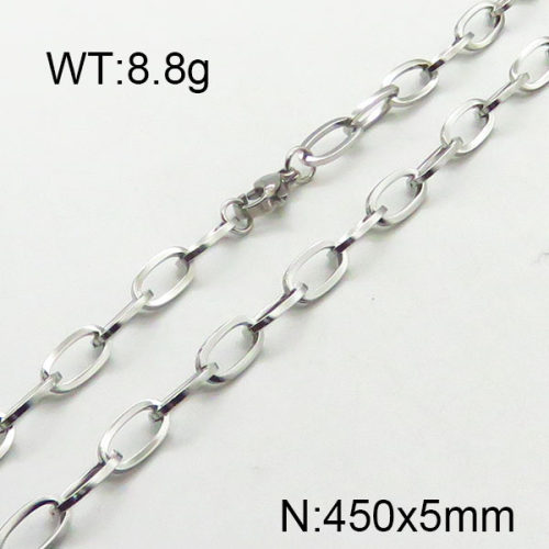 304 Stainless Steel Necklace Making,Unwelded Oval Paperclip Chains,True Color,5x450mm,about 8.8g/package,1 pc/package,6N2001778baka-354