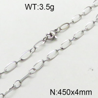 304 Stainless Steel Necklace Making,Unwelded Oval Paperclip Chains,True Color,4x450mm,about 3.5g/package,1 pc/package,6N2001780baka-354