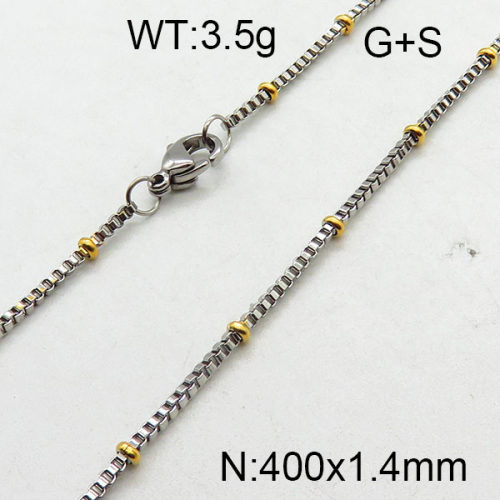 304 Stainless Steel Necklace Making,Rondelle BeadsBox Chain,Vacuum Plating Gold & True Color,1.4x400mm,about 3.5g/package,1 pc/package,6N2001782baka-354