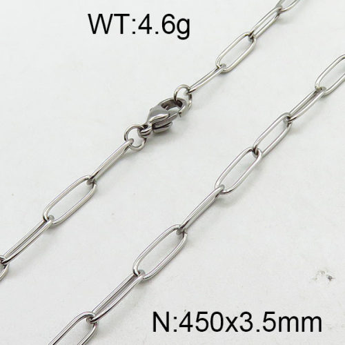 304 Stainless Steel Necklace Making,Soldered Paperclip Cable Chains,True Color,3.5x450mm,about 4.6g/package,1 pc/package,6N2001784baka-354