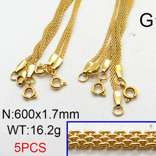304 Stainless Steel Necklace Making,Flat Mesh Chains,Vacuum Plating Gold,1.7x600mm,about 16.2g/package,5 pcs/package,6N2001785vila-354