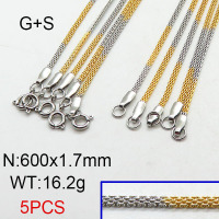 304 Stainless Steel Necklace Making,Flat Mesh Chains,Vacuum Plating Gold & True Color,1.7x600mm,about 16.2g/package,5 pcs/package,6N2001786vila-354