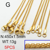 304 Stainless Steel Necklace Making,Flat Mesh Chains,Vacuum Plating Gold,1.5x450mm,about 13g/package,5 pcs/package,6N2001787aivb-354