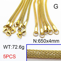 304 Stainless Steel Necklace Making,Mesh Chain,Lantern Chains,Unwelded,Vacuum Plating Gold,4x650mm,about 72.6g/package,5 pcs/package,6N2002357ajil-474