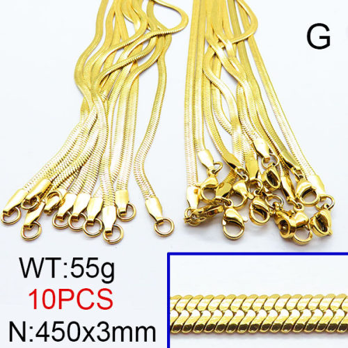 304 Stainless Steel Necklace Making,Handmade Soldered Herringbone Chains,Vacuum Plating Gold,3x450mm,about 55g/package,10 pcs/package,6N2002358bkab-474