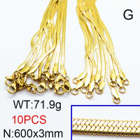 304 Stainless Steel Necklace Making,Handmade Soldered Herringbone Chains,Vacuum Plating Gold,3x600mm,about 71.9g/package,10 pcs/package,6N2002366blla-474