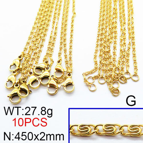 304 Stainless Steel Necklace Making,Lumachina Chains,Vacuum Plating Gold,2x450mm,about 27.8g/package,10 pcs/package,6N2002369aima-474