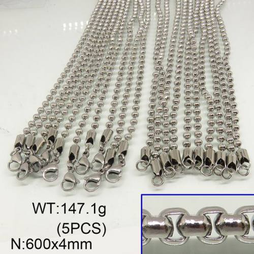 304 Stainless Steel Necklace Making,Ball Chains,True Color,4x600mm,about 147.1g/package,5 pcs/package,6N20275vhnl-641