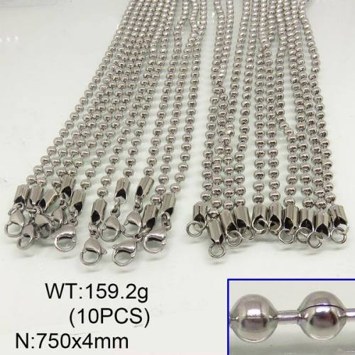 304 Stainless Steel Necklace Making,Ball Chains,True Color,4x750mm,about 159.2g/package,5 pcs/package,6N20277vkla-641