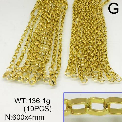 304 Stainless Steel Necklace Making,VenetianBox Chains,Vacuum Plating Gold,4x600mm,about 136.1g/package,10 pcs/package,6N20288amaa-641