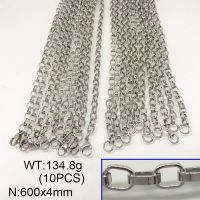 304 Stainless Steel Necklace Making,VenetianBox Chains,True Color,4x600mm,about 134.6g/package,10 pcs/package,6N20289bkab-641