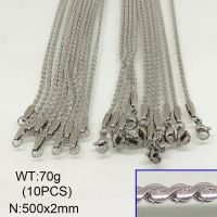 304 Stainless Steel Necklace Making,Soldered Serpentine Chains,True Color,2x500mm,about 70g/package,10 pcs/package,6N20295ajvb-641