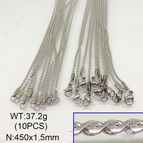 304 Stainless Steel Necklace Making,Soldered Serpentine Chains,True Color,1.5x450mm,about 37.2g/package,10 pcs/package,6N20297aiov-641