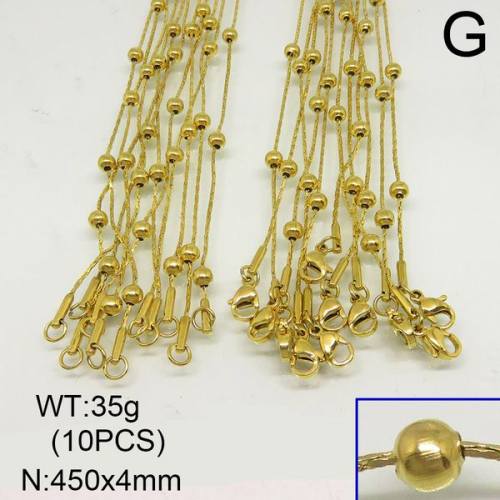 304 Stainless Steel Necklace Making,Rondelle Beads Cardano Chains,Vacuum Plating Gold,4x450mm,about 35g/package,10 pcs/package,6N20298blla-641