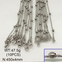 304 Stainless Steel Necklace Making,Rondelle Beads Cardano Chains,True Color,4x450mm,about 47.5g/package,10 pcs/package,6N20301vkla-641
