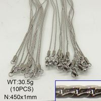 304 Stainless Steel Necklace Making,Soldered Serpentine Chains,True Color,1x450mm,about 30.5g/package,10 pcs/package,6N20305aiov-641