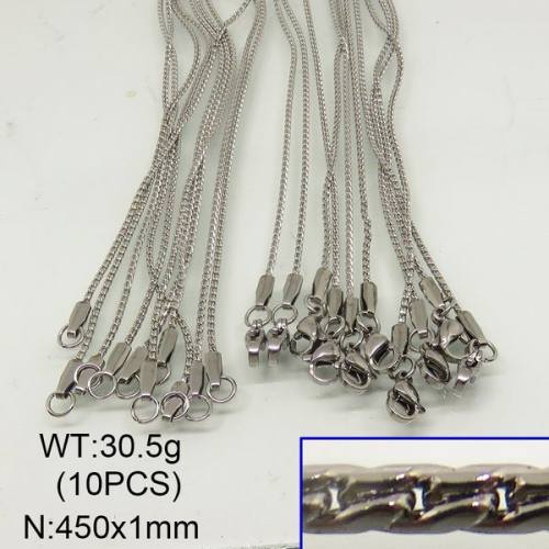 304 Stainless Steel Necklace Making,Soldered Serpentine Chains,True Color,1x450mm,about 30.5g/package,10 pcs/package,6N20305aiov-641
