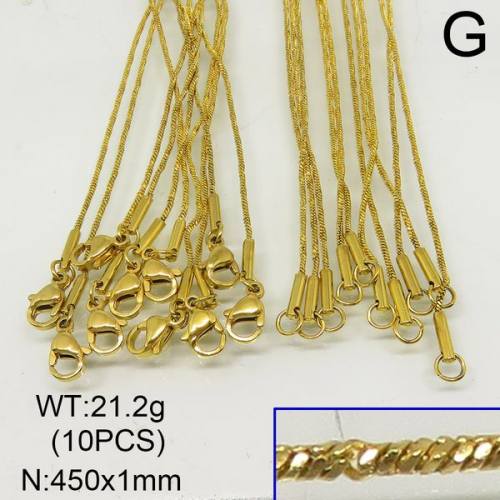 304 Stainless Steel Necklace Making,Twisted Square Snake Chains,Vacuum Plating Gold,1x450mm,about 21.2g/package,10 pcs/package,6N20310akia-641