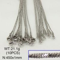 304 Stainless Steel Necklace Making,Twisted Square Snake Chains,True Color,1x450mm,about 21.1g/package,10 pcs/package,6N20311ajia-641