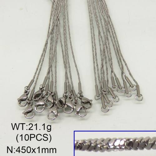 304 Stainless Steel Necklace Making,Twisted Square Snake Chains,True Color,1x450mm,about 21.1g/package,10 pcs/package,6N20311ajia-641