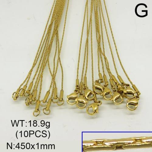 304 Stainless Steel Necklace Making, Cardano Chains,Vacuum Plating Gold,1x450mm,about 18.9g/package,10 pcs/package,6N20312vkla-641