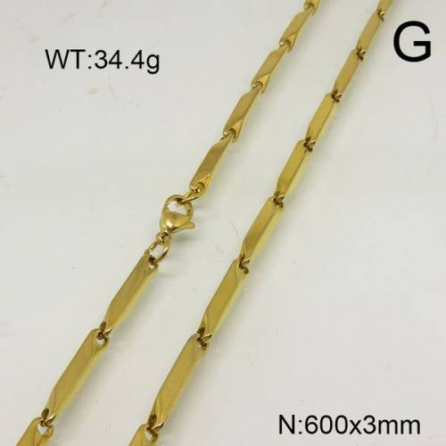 304 Stainless Steel Necklace Making,Bar Link Chains,Vacuum Plating Gold,3x600mm,about 34.4g/package,1 pc/package,6N20317bbov-641