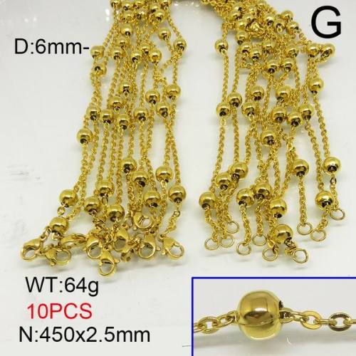 304 Stainless Steel Necklace Making,Soldered Cable Satellite Chains,Vacuum Plating Gold,2.5x450mm,about 64g/package,10 pcs/package,6N20397bkab-389