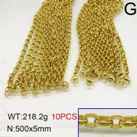 304 Stainless Steel Necklace Making,VenetianBox Chain,Vacuum Plating Gold,5x500mm,about 218.2g/package,10 pcs/package,6N20402hblb-389